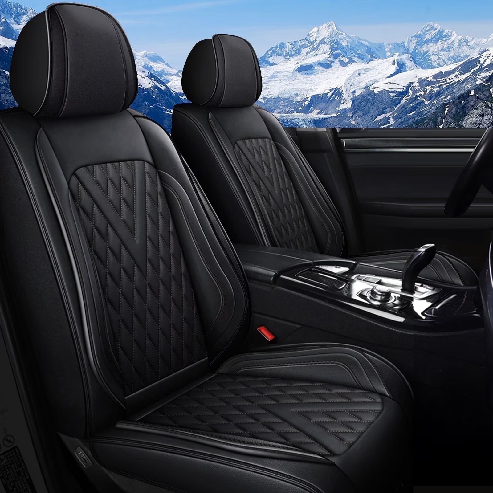 DIKSOAKR Full Set Seat Covers Fit for Honda HR-V 2016-2024 2025 Faux Leather Car Seat Covers Waterproof Anti-Slip Automotive Seat Cushion(BLACK)-2 Rows 5 Seats