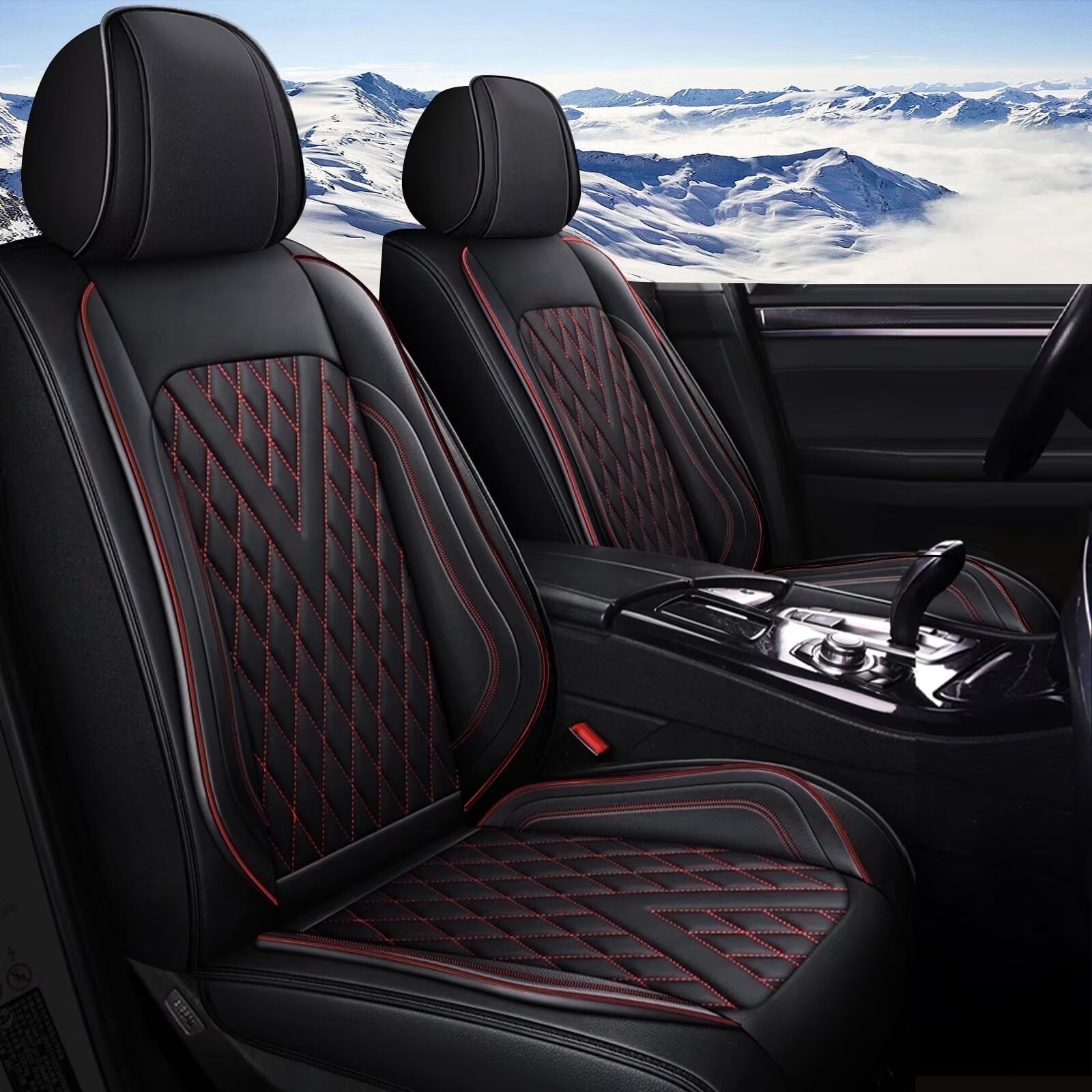 DIKSOAKR Full Set Seat Covers Fit for Subaru Impreza 2012-2024 2025 Faux Leather Car Seat Covers Waterproof Anti-Slip Automotive Seat Cushion(Red Line)-2 Rows 5 Seats