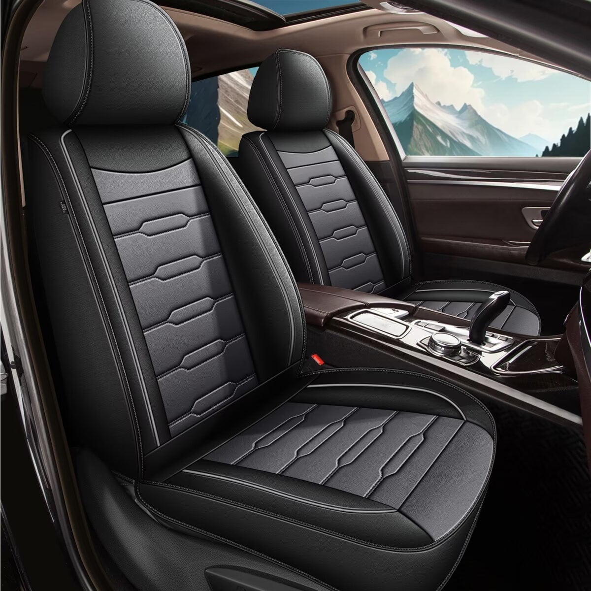 GSDOMJ Car Seat Covers Fit For Toyota CHR C-HR 2018-2021 Genuine Leather Waterproof And Breathable 5-seat Seat Cover Auto Parts,Black - View #6