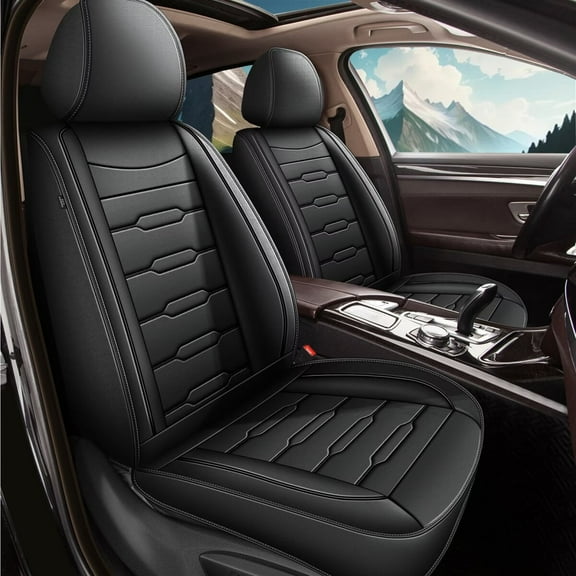 DIKSOAKR Leather Car Seat Cover Fit for Mazda CX-7 2007-2012 Faux Leather Car Seat Protector Vehicle Cushion Covers Compatible Airbag Waterproof Full Set 5 Seats Black