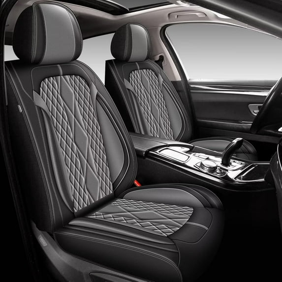 DIKSOAKR Seat Covers for Acura TSX 2009-2014 Full Set 5 Seats, Waterproof Faux Leather Seat Cover Ergonomic Seat Covers Airbag Compatible Automotive Accessories(Black&Grey)
