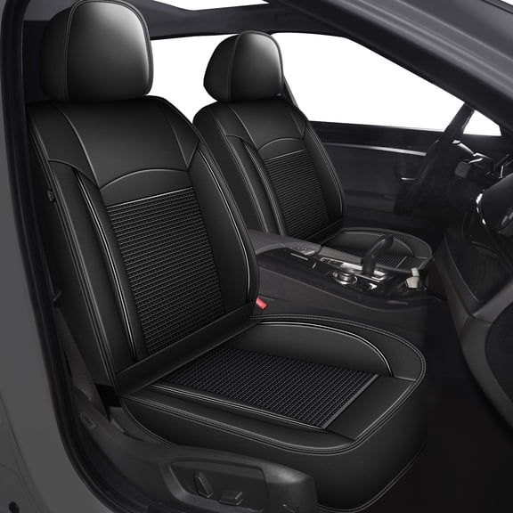 DIKSOAKR Car Seat Cover for Chevrolet Chevy Sonic 2012-2020 5 Seats Breathable Leather Seat Cover Compatible Airbag Automotive Seat Protector Black,Full Set(2 Row 5 Seats)