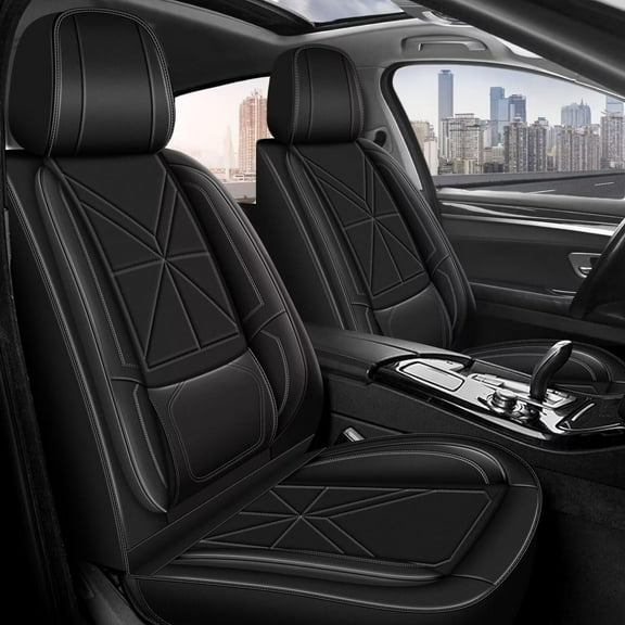 DIKSOAKR Seat Covers Fit For Cadillac ATS 2013-2018 5 Seats Car PU Leather Full Set Seat Covers Protector Black