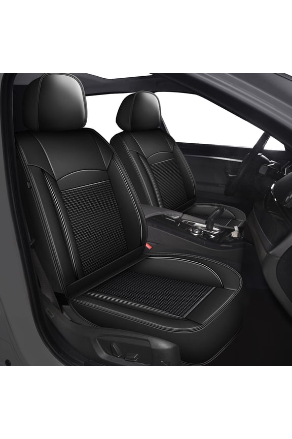 Car Seat Covers for Nissan Frontier 2009-2025 2026 Faux Breathable Leather Seat Cover 2 Rows 5 Seats Car Seat Protector Black,Full Set(2 Row 5 Seats)