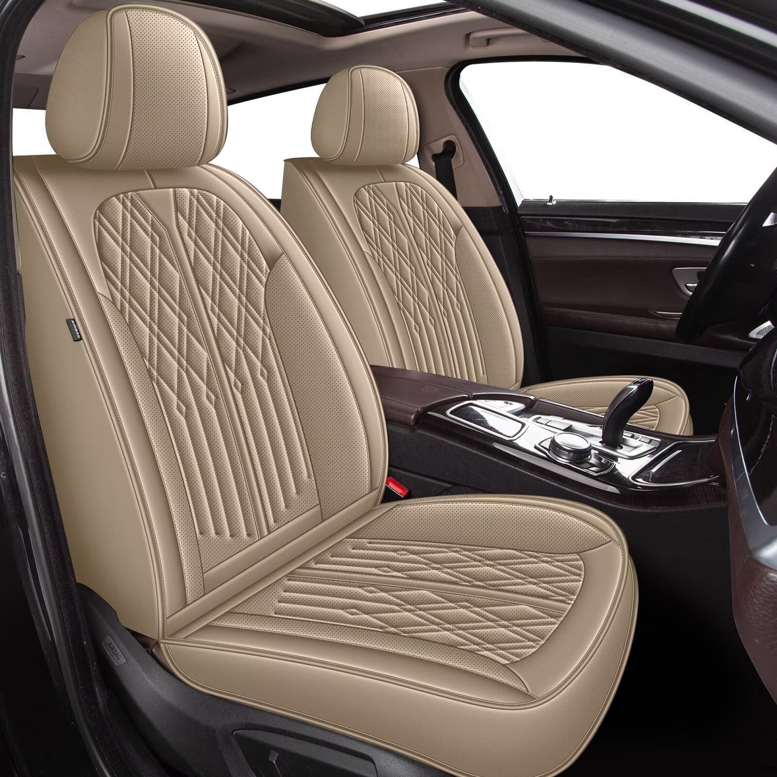 DIKSOAKR Seat Covers Fit for Toyota Camry 2012-2024 2025 Full Set Leather Seat Covers Breathable Waterproof Vehicle Seat Cushion (2 Row 5 Seat, Beige)