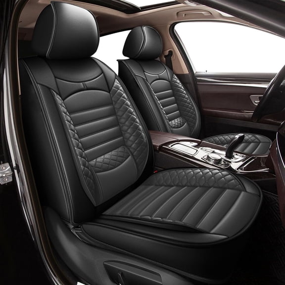 AOMSAZTO Seat Covers Fit Toyota Corolla/Corolla iM 2007-2019 Car Seat Cover 5-seat Faux Leather Full Set Compatible Airbag (Black&Gray)