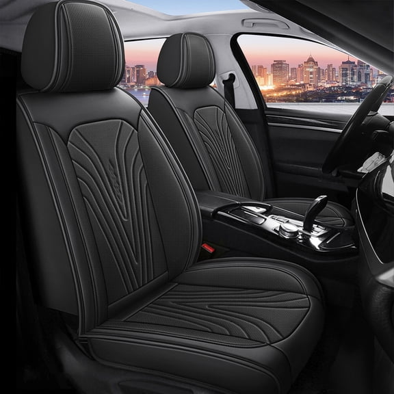 AOMSAZTO Car Seat Covers Fit for Toyota Venza 2009-2020 Car Seat Covers Full Set Faux Leather Breathable and Waterproof Automotive Seat Covers Protector(5 Seats,Black)