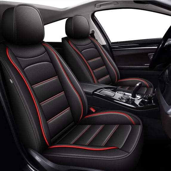 AOMSAZTO Seat Covers Fit for Dodge Dart 2013-2016 Car Seat Covers Full Set 5 Seats Faux Leather Car Seat Cushion Protector (Black & Red)