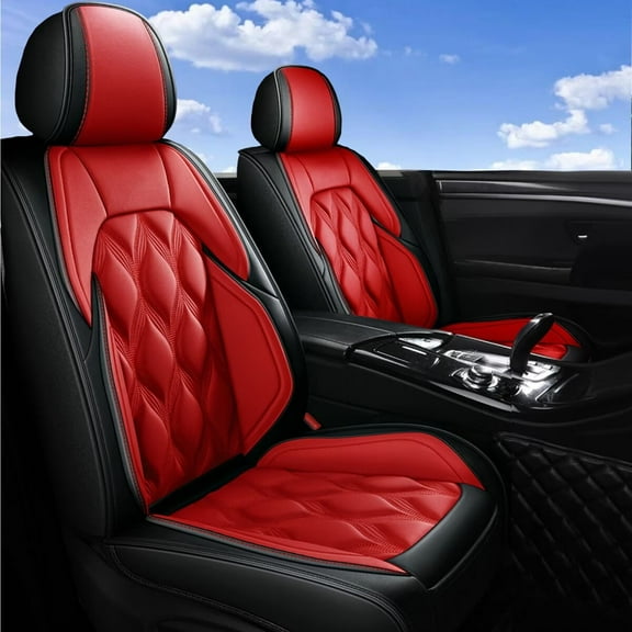 DIKSOAKR Seat Covers Fit for Toyota RAV4 2007-2018 Car Seat Covers 2 Front Seats Waterproof Leather Automotive Seat Cushion Protector Black&Red