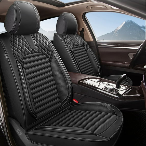 DIKSOAKR Seat Covers Full Set Fit For Toyota Prius 2001-2015 Breathable and Waterproof Car Seat Covers 5 Seats Leather Front and Rear Seat Covers(Black)
