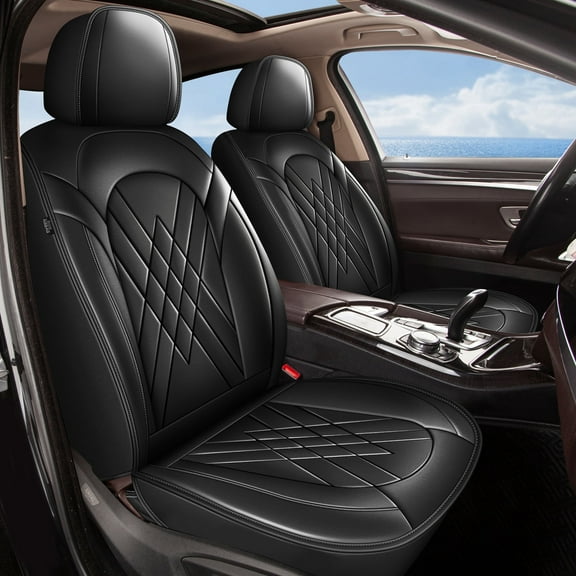 DIKSOAKR Seat Covers for Toyota Highlander 2008-2025 Front Set Faux Leather Seat Cover Waterproof Scratch Resistant Seat Protector Airbag Compatible (Black)