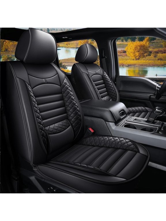 Custom Seat Covers for Ford F150 2009-2026 F250/F350/F450 2017-2026: 5 Seat Full Set Faux Leather Truck Seat Covers Car Cushion (Black)