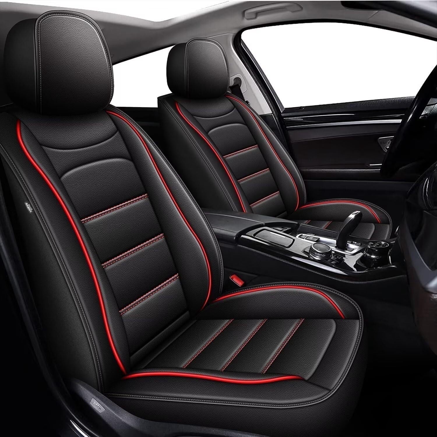 13-Piece 6D Red PU Leather Car Seat Cover Set – Universal Fit For 5-Seat Vehicles