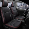 thumbnail image 1 of AOMSAZTO for Toyota Tacoma Seat Covers:Custom Fit for Toyota Tacoma 2016-2023 Crew Cab/Double Cab-Full Set Faux Leather Black with Red Trim, 1 of 5