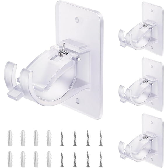 AOMWXENN Transparent Self-Adhesive Curtain Rod Brackets (4 Count)