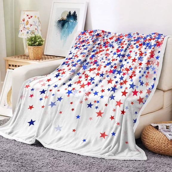 AOMXGD American Flag Fleece Blanket 28x40 Inch, Patriotic 4th of July Throw Blanket, Super Soft Red White Blue Independence Day Decor for Couch Bed