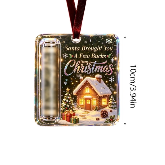 AOMXGD Christmas Cash Gift Ornament, Clear Acrylic Christmas Money Holder Hanging Ornament for Xmas Tree Home Holiday Decoration Gift Giving