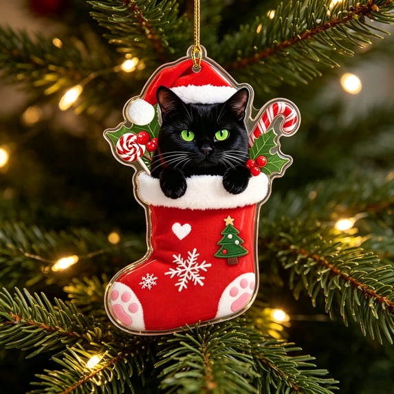 AOMXGD Christmas Stocking Acrylic Ornament, 3.14 Inch Flat Hanging Pendant, Xmas Tree Indoor Party Home Festive Decor