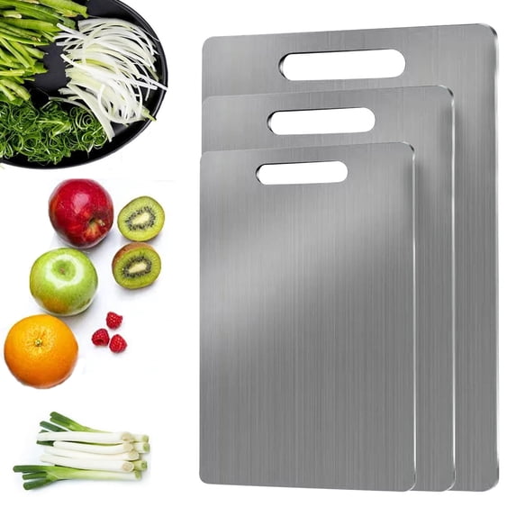 AOMXGD Cutting Board - Stainless Steel Cutting Board For Kitchen 304 Chopping Board Food-Grade For Meat Fruit Vegetables Dishwasher Safe Be Hung