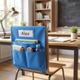 thumbnail image 1 of AOMXGD Desk Hanging Storage Organizer With Multi Pockets & Name Card Slot, Denim Chair Back Caddy For Classroom Students Supplies Arrangement, 1 of 8
