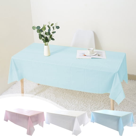 AOMXGD Disposable Tablecloth Plastic Party Plain Tablecloth Plastic Cloth Birthday Dessert Table Solid Color Tablecloth Water Proof And Oil Proof Tablecloth, 72x54in
