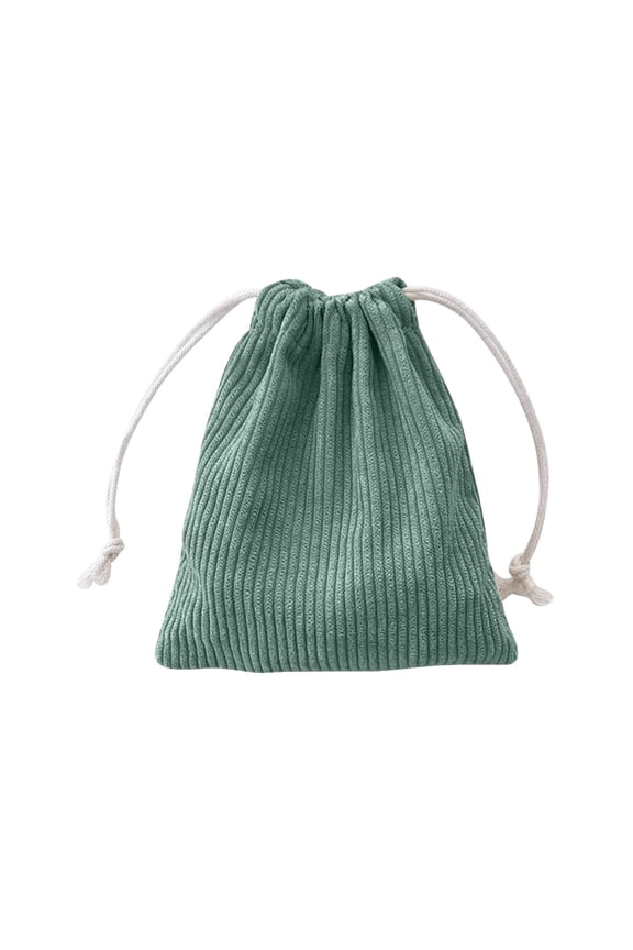 Drawstring Corduroy Multi-Pocket Mini Carry Pouch Large Inner Space Ladies Small Item Sorting Sack for Hair Accessories, Cosmetics, Jewelry and Daily Tiny Belongings