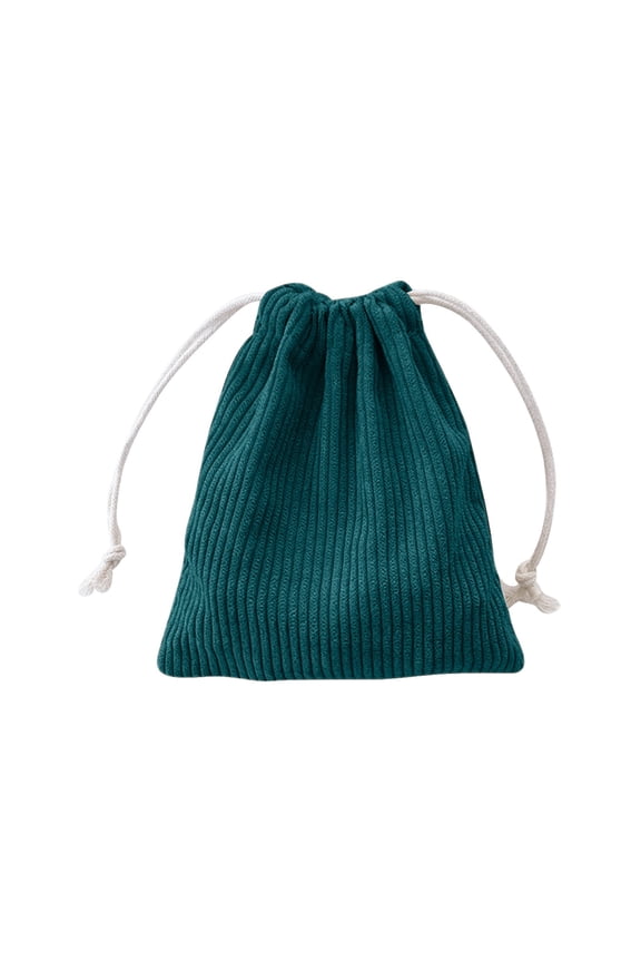 Drawstring Corduroy Multi-Pocket Mini Carry Pouch Large Inner Space Ladies Small Item Sorting Sack for Hair Accessories, Cosmetics, Jewelry and Daily Tiny Belongings