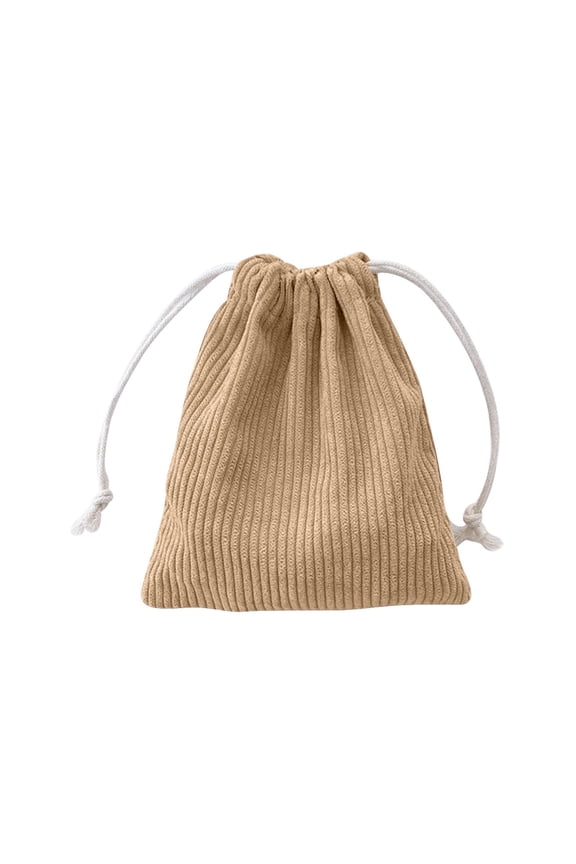 Drawstring Corduroy Multi-Pocket Mini Carry Pouch Large Inner Space Ladies Small Item Sorting Sack for Hair Accessories, Cosmetics, Jewelry and Daily Tiny Belongings