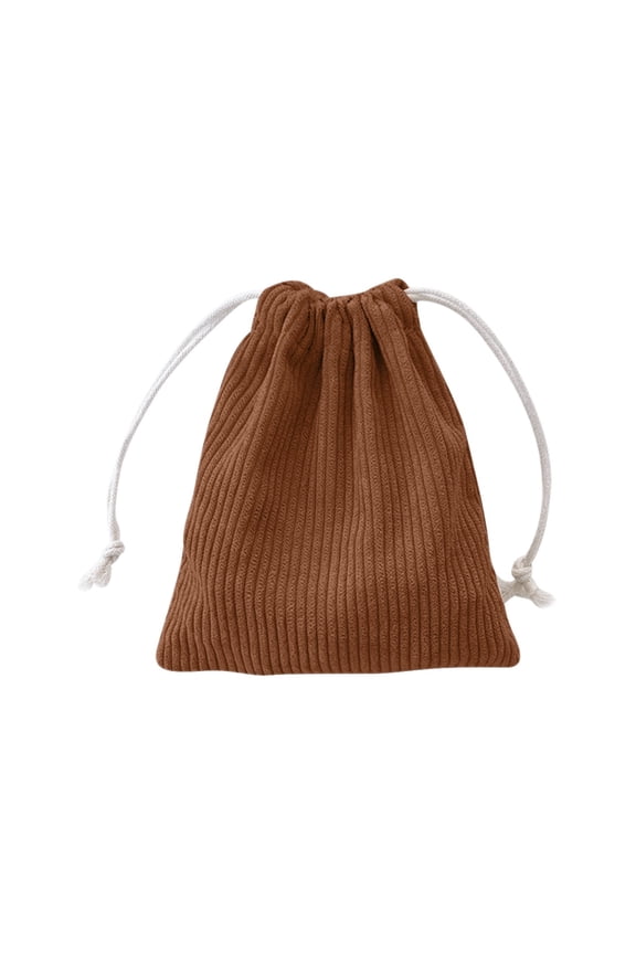 Drawstring Corduroy Multi-Pocket Mini Carry Pouch Large Inner Space Ladies Small Item Sorting Sack for Hair Accessories, Cosmetics, Jewelry and Daily Tiny Belongings