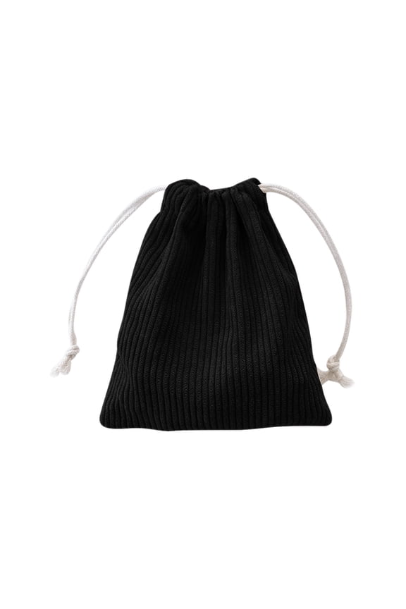 Drawstring Corduroy Multi-Pocket Mini Carry Pouch Large Inner Space Ladies Small Item Sorting Sack for Hair Accessories, Cosmetics, Jewelry and Daily Tiny Belongings