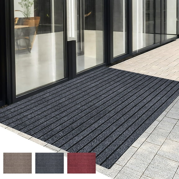 AOMXGD Entrance Welcome Non-Slip Mat Composite Polyester Carpet Door Mat Solid Color Enduring Striped Entrance Floor Mat Home Entrance Carpet Can Be Cut Stylish And Enduring, 16"x24" MultiColor