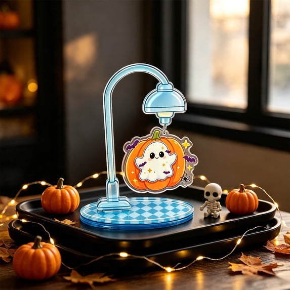 AOMXGD Halloween Acrylic Desktop Ornament, Pumpkin Ghost Tabletop Decor Stand With Replaceable Pendants For Shelf Mantel Holiday Decoration