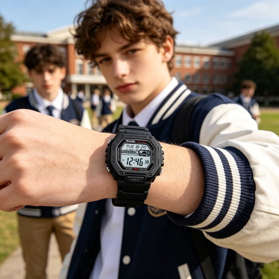 AOMXGD Hexagonal Digital Watch Luminous Waterproof Sports Electronic Wristwatch Multifunctional Casual Student Watch Outdoor Sport Watch