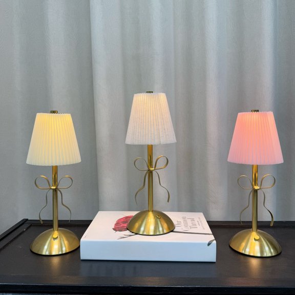 AOMXGD LED Bow Decorative Table Lamp with USB Ports, For Bedroom And Dining Roommetal Rechargeable Ambient Light