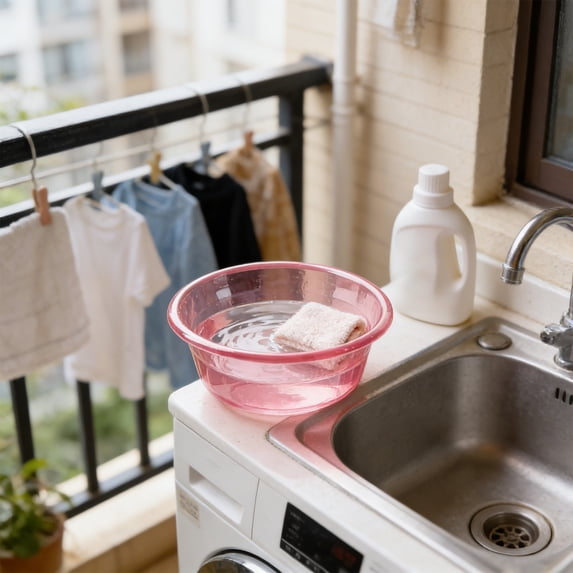 AOMXGD Large Thick Clear Plastic Wash Basin, Portable Household Sink for Dorm & Bathroom, Multifunctional Foot & Washing Basin