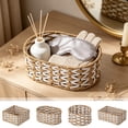 thumbnail image 1 of AOMXGD Natural Woven Storage Basket For Desk Coffee Table Snacks Cosmetics Small Items Organizer Tray, 1 of 7