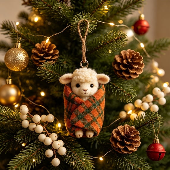 AOMXGD Plaid Blanket Themed Acrylic Christmas Hanging Ornament, Festive Tree & Wall Pendant For Seasonal Display & Gifting