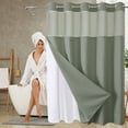 thumbnail image 1 of AOMXGD Plain double-layered large-ring shower curtain, Reversible For Bathrooms Heavy Duty Polyester Fabric Shower Curtains, 72"x54", 1 of 6