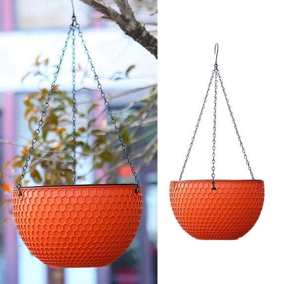 AOMXGD Plastic Hanging planters, 6.5x4.3 Inch Plants Pot Indoor Outdoor Hanging Baskets,Hanging Flower Pots with Drainage Holes and Chain for Garden Porch Plants