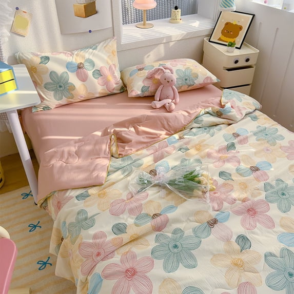 AOMXGD Simple Printed Washed Summer Quilt, Lightweight Breathable Air Conditioner Quilt Washable Cooling Comforter for Bedroom & Dorm
