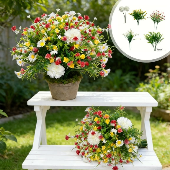 AOMXGD Spring Artificial Fake Flower European And Wildflower Arrangement Easter Berry Stems Green Leaves