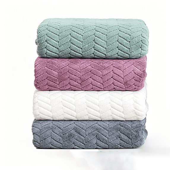 AOMXGD Velvet Bath Towel 1 Pack - Soft Absorbent Lint Free Strip Pattern | Quick Dry Hair Towel | Adult Home Use