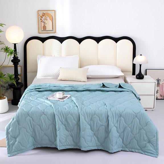 AOMXGD Washed Cotton Cooling Blanket Single Size, Thin Summer Quilt Lightweight Breathable Comforter for Hot Sleepers, Machine Washable