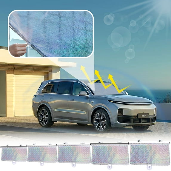 AOMXGD Windshield Sunshade - Foldable Car UV Ray Reflector, Auto Front Window Sun Shade Visor Shield, Keeps Vehicle Cool - Silver, 16"x24"