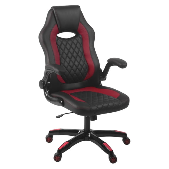 Aon Archeus Ergonomic Gaming Office Chair – High-Back Reclining PC Gaming Seat w/ Lumbar Support, Flip-Up Arms & Cushioned Foam – Racing-Style Gamer Chair – Black/Red