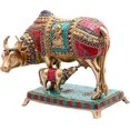 thumbnail image 1 of AONA Beautiful Lucky Figurine - Nandi Kamadhenu Cow Kamdhenu Cow and Calf Brass Sculpture (9x11x5 inch), 1 of 1