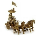 thumbnail image 1 of AONA Brass Antique Finish Brass Krishna Arjun Rath Chariot with 4 Horse Idol Statue , Height : 9 inch, 1 of 1