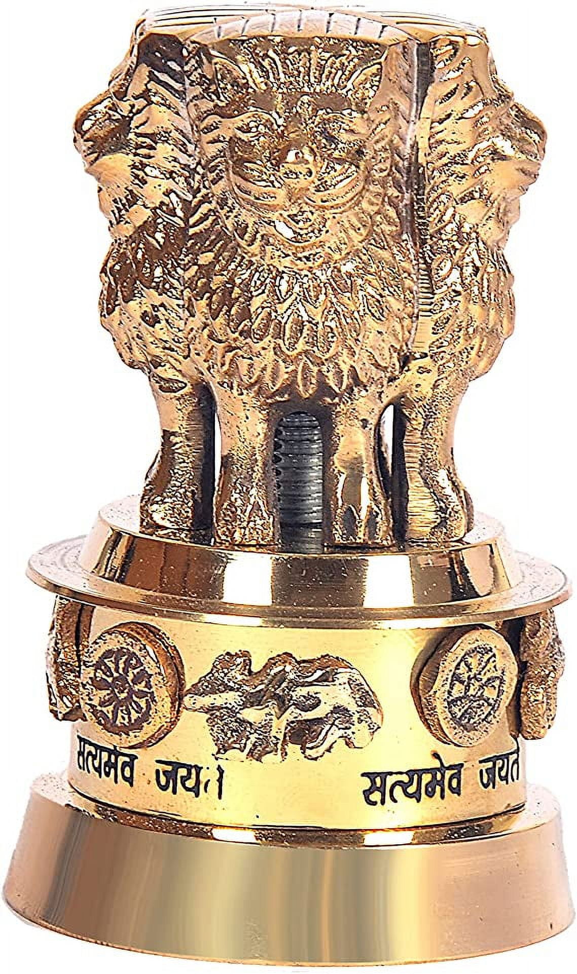 AONA Decorative Brass Ashoka Stambh Emblem India Ashok Chakra Pillar
