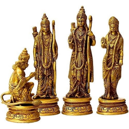 AONA Lord Shri Ram Darbar Decorative Idol Statue - (Brass, Height 9")