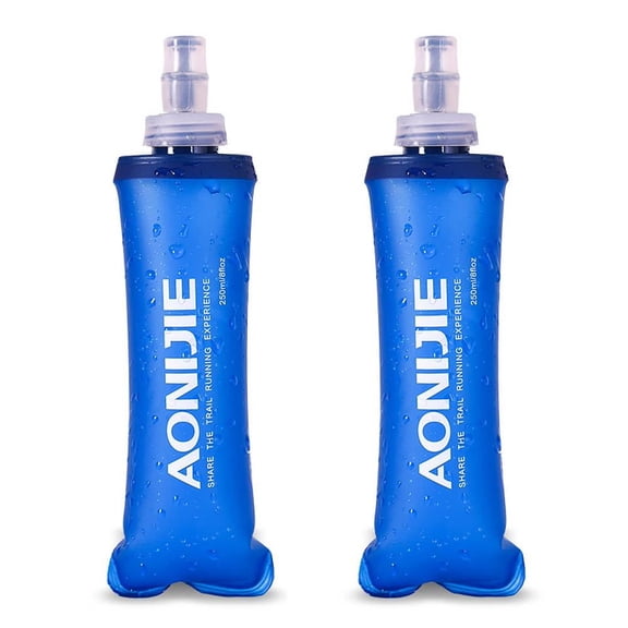 AONIJIE 2 Pcs TPU Soft Flask 250ML Collapsible Water Bottles for Running Hydration Pack, BPA Free
